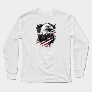 American Flag Eagle Abstract Design Long Sleeve T-Shirt